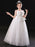 White Flower Girl Dresses Jewel Neck Sleeveless Floor-Length Tulle Princess Dress Pleated Kids Party Dresses