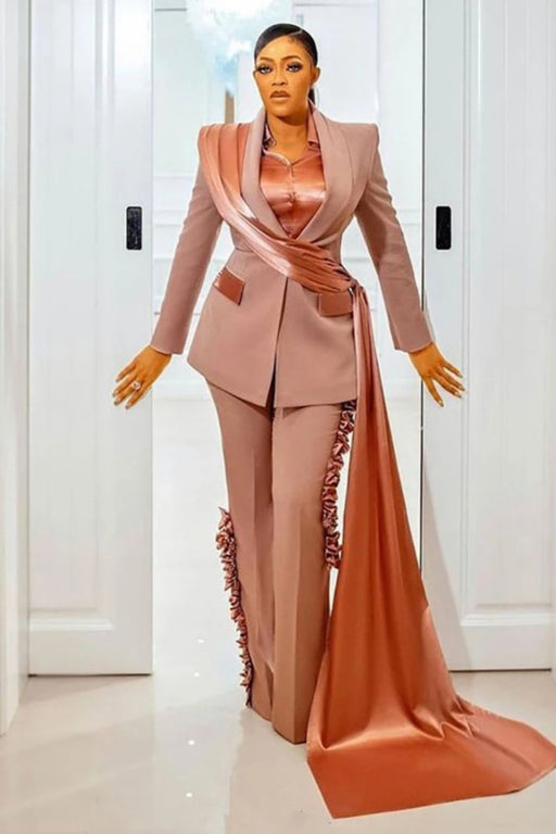 Women Suits Long Sleeves One Button Blazer Pants Custom Made Mother Of The Bride Outfits - Same As Photo - Wedding Dresses