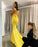 Yellow Backless Mermaid Evening Dress