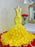 Yellow Lace Spaghetti-Straps Mermaid Prom Dress with Ruffles