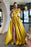 Yellow One-Shoulder Prom Dress Split with Pockets