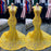 Yellow Sequins Mermaid Prom Dress Sleeveless