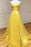 Yellow Spaghetti-Straps Prom Dress with String Back