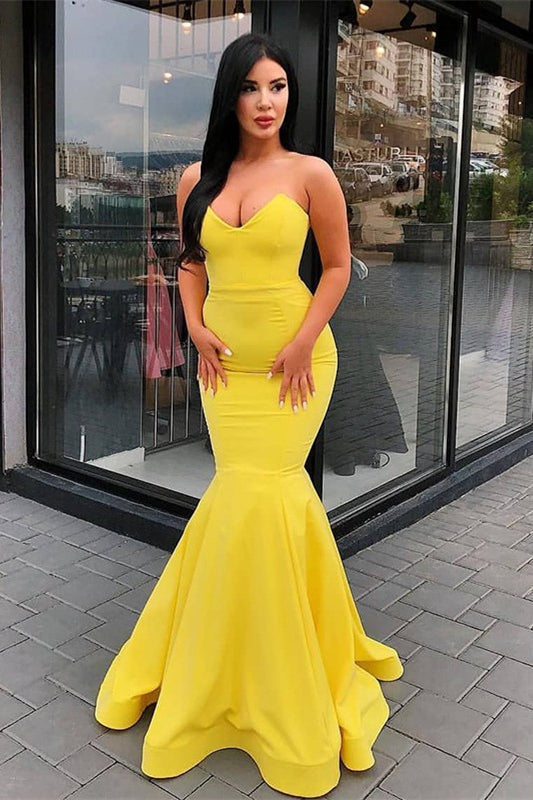 Yellow Sweetheart Mermaid Prom Dress Long