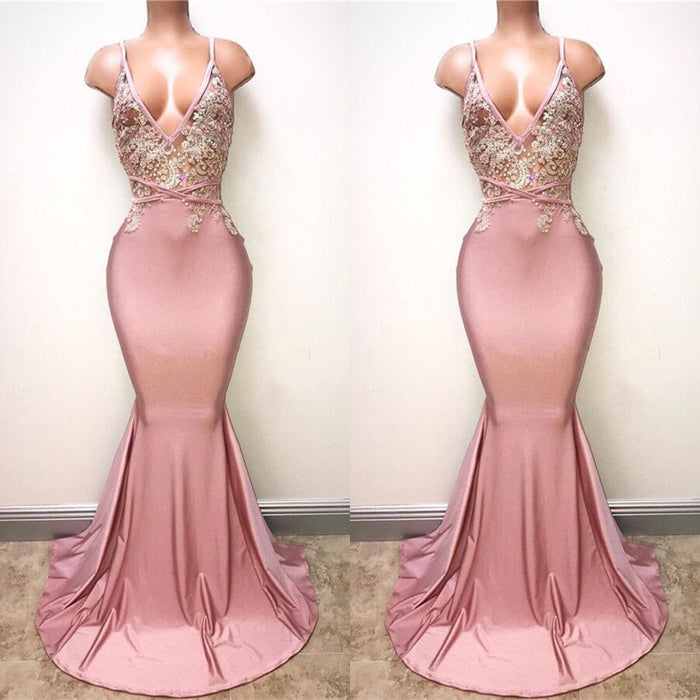 Mermaid Prom Gown with Delicate Lace Details and Spaghetti Straps