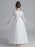 Flower Girl Dresses White Jewel Neck 3/4 Length Sleeves Tulle Polyester Lace Embroidered Formal Kids Pageant Dresses