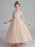 Flower Girl Dresses White Jewel Neck 3/4 Length Sleeves Tulle Polyester Lace Embroidered Formal Kids Pageant Dresses