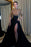 Long-Sleeve Mermaid Prom Dress in Black and Champagne with a Stylish Slit