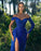 Royal Blue Sparkling Sequin Evening Gown with Daring Slit