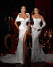 Chic Off-the-Shoulder Charmeuse Wedding Gown in Stunning White