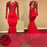 Long Sleeves Red Mermaid Prom Dress