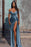 Dusty Blue Mermaid Prom Dress with Off-the-Shoulder Style and Slit