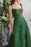 Strapless Spaghetti-Straps Evening Dress With Appliques A-Line in Emerald Green