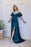 Glamorous Peacock Blue Off-the-Shoulder Mermaid Prom Gown with Thigh-High Split