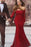 Long Sleeves Mermaid Evening Dress in Burgundy