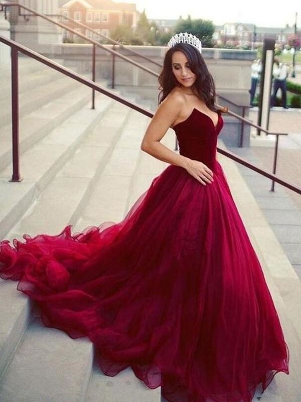 Tulle Ball Gown Red