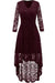 A| Bridelily Womens Bridesmaid Dress Hi-Lo Floral Lace Cocktail Party Swing Dress - S / Wine Red - lace dresses