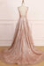 A Line Deep V Neck Long Prom with Sequins Glitter Sleeveless Evening Dress - Prom Dresses