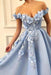 A Line Flowers Long Party Prom Dress with Appliques - Prom Dresses