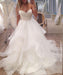A Line Ivory Sweetheart Strapless Layered Tulle Long Beach Wedding Dress - Wedding Dresses