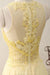 A Line Jewel Sleeveless Appliqued Prom with Beading Yellow Chiffon Evening Dress - Prom Dresses