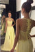 A Line Jewel Sleeveless Appliqued Prom with Beading Yellow Chiffon Evening Dress - Prom Dresses