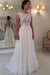 A-line Lace Appliqued Cap Sleeves Ivory Chiffon Long Beach Wedding Dress - Wedding Dresses