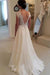 A-line Lace Appliqued Cap Sleeves Ivory Chiffon Long Beach Wedding Dress - Wedding Dresses