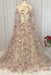 A Line Long Sleeve Formal Cheap Prom Dress with Lace Flowers - Prom Dresses