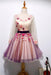 A Line Long Sleeves Tulle Short Homecoming Dresses with Appliques and Flowers - Prom Dresses