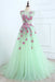 A Line Mint Green Sleeveless Formal with Appliques Long Tulle Prom Dress - Prom Dresses