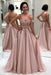 A Line Neck Prom Beads Appliqued Long Evening Dress with Sheer Back - Prom Dresses