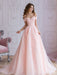 A Line Off Shoulder Pink Lace Prom Dresses, Pink Lace Wedding Dresses, Pink Evening Dresses