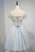 A Line Off the Shoulder Appliques Homecoming Cheap Short Prom Dress - Prom Dresses