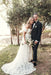 A Line Off the Shoulder Lace Short Sleeve Backless Long Beach Wedding Dress - Wedding Dresses
