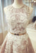 A-line Round Neck Sleeveless Ruched Lace Long Prom with Belt Wedding Dress - Prom Dresses