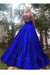 A-Line Royal Blue Spaghetti Straps Satin Prom Dress with Pleats Graduation Gown - Prom Dresses