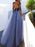 A-Line Scoop Long Sleeves Floor-Length With Applique Tulle Dresses - Prom Dresses