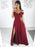 A Line tti Straps Off Shoulder Burgundy Long Prom Dresses with Side Slit, Burgundy Long Evening Dresses, Formal Dresses, Graduation Dresses