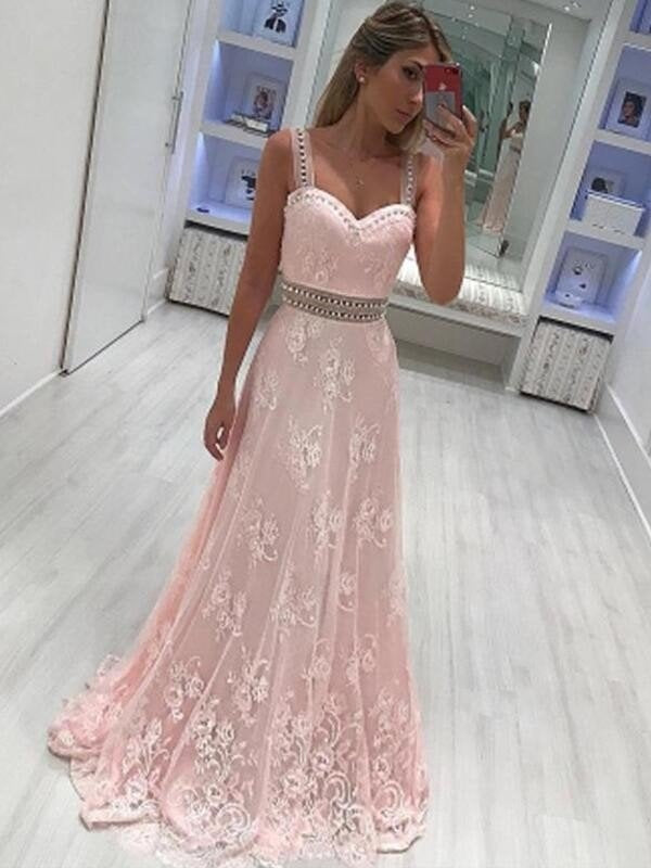 A-Line Sweetheart Sleeveless Floor-Length With Applique Satin Dresses - Prom Dresses