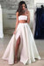 A Line Two Piece Split Prom Dress Sexy Strapless Long Formal Dresses - Prom Dresses