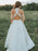 A Line Two Pieces Lace White Prom Dresses, White Lace Formal Dresses, Two Pieces White Evening Dresses