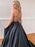 A Line V Neck Backless Black Long Prom Dresses, Backless Black Formal Dresses, Black Evening Dresses, Party Dresses