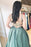 A Line V Neck Backless Green Satin Long Prom Dresses, Open Back Green Formal Dresses, Green Evening Dresses