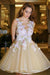A-line V neck Backless Homecoming Dress with Flowers Appliqued Sleeveless Junior Dresses - Prom Dresses