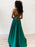 A Line V Neck Backless Lace Green Prom Dresses with  Backless Green Lace Formal Dresses, Green Lace Evening Dresses