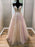 A Line V Neck Backless Pink Lace Floral Long Prom Dresses, V Neck Pink Formal Dresses, Pink Lace Evening Dresses