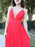 A Line V Neck Backless Red Long Prom Dresses, Open Back Red Formal Graduation Evening Dresses