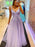 A Line V Neck Beaded Purple Lace Long Prom Dresses, Lilac Lace Formal Dresses, Lavender Evening Dresses 