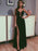 A Line V Neck Black Lace Long Prom Dresses with Leg Slit, Black Lace Formal Evening Dresses